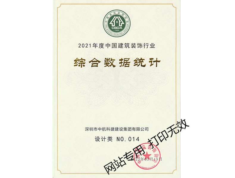 2021年度中國建筑裝飾行業綜合數據統計--設計類